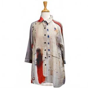 NEW 3 POTATO women's button shirt in abstract
